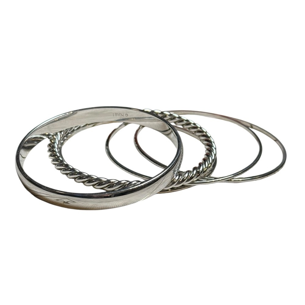 Monet Silver-Tone Bangle Bracelet Set of 5 - Picture 3 of 5